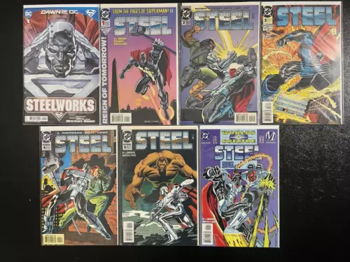 Steel #1,2,3,4,5,6 & Steelworks #1 John Henry Irons VF DC 1994 Comic Lot of 7