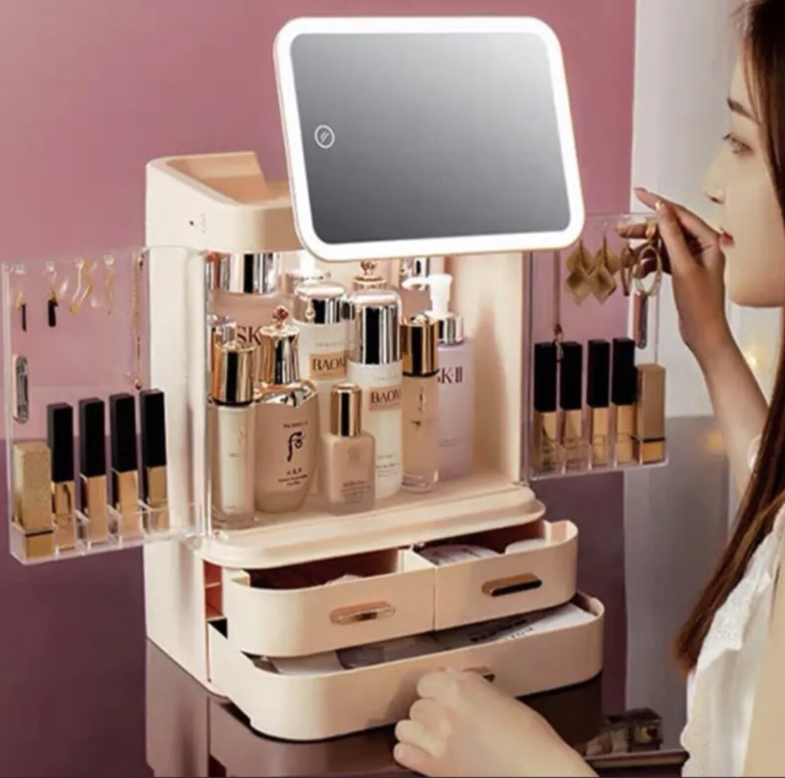 Boîte de rangement pour produit de beauté et cosmétique neuf en acrylique transparent