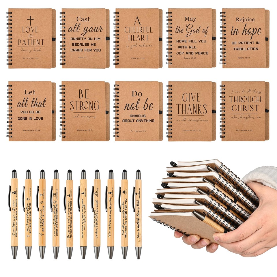 INSADA 30 Sets Bulk Christian Gifts Spiral Notebooks with Bamboo Pen, Prayer... eBay