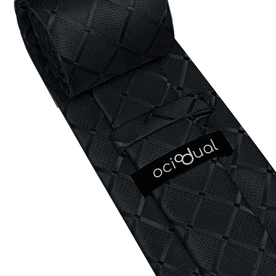 Cravatta e Pochette, a quadri, Colore Nero - Immagine 3 di 4