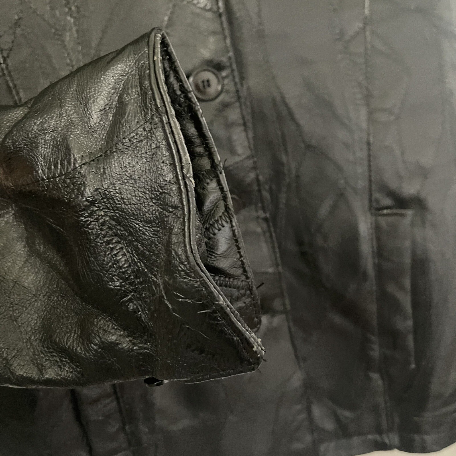 Vintage Jacket Size 2X Plus Patchwork Black Leath… - image 5