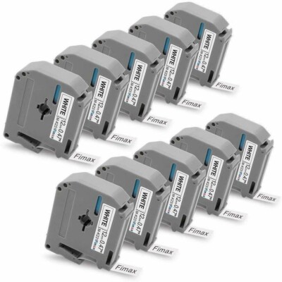 10x M-K231 M231 For Brother P-Touch 12mm Label Tape White 1/2'' PT-55 PT-65 PT-90