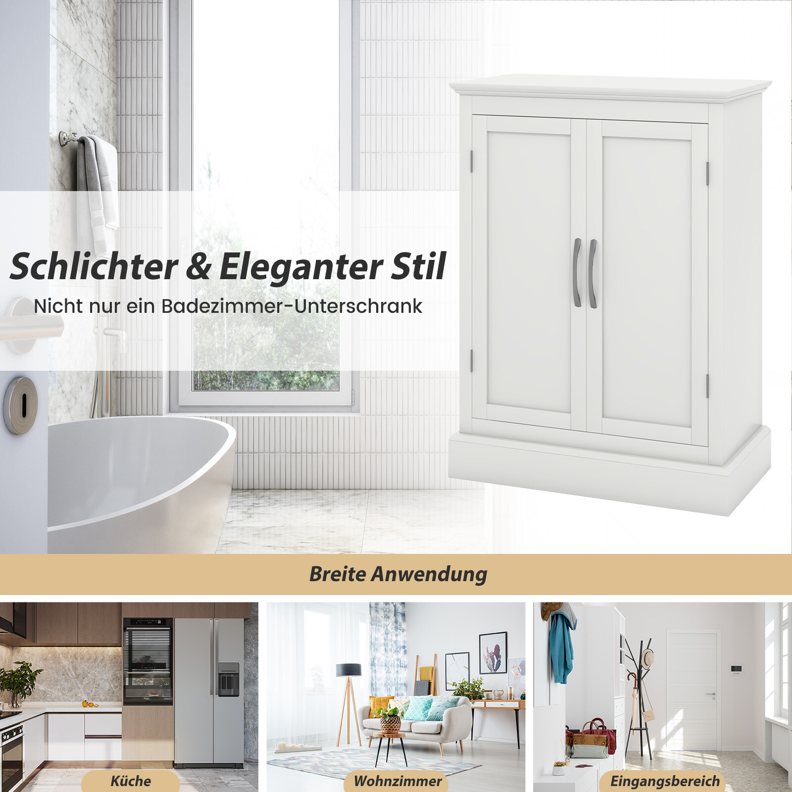 Badezimmerschrank Sideboard Beistellschrank Doppeltür Kommode Badezimmer