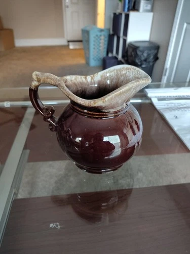 VINTAGE McCoy Pitcher Brown Drip Glaze 7528 Collectible Pottery Made in USA 50's