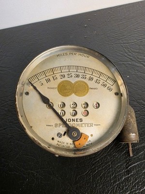 Vintage Jones 60 MPH Speedometer Tachometer Car Motorcycle Dated 1908 REAL DEAL