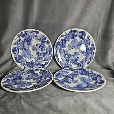 La Primula crate and barrel 8” Salad Dessert Plate Blue vintage  Italy set of 4
