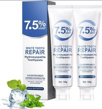 2 Pak 7.5 nHAP White Tooth Repair Hydroxyapatite Toothpaste16 Hour Fresh Breath