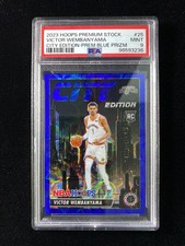 2023-24 Premium Stock City Edition Blue Victor Wembanyama RC 15/25 PSA 9 GAV