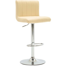 Barhocker Barstuhl Hocker in Creme Kunstleder 360 Grad drehbar Stahl