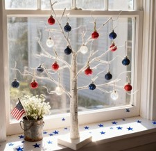 Mini Patriotic 4Th of July Tree Ornaments Decorations,30Ct 1.18 Inch Red White B