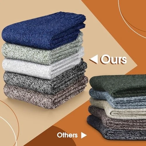5 Pairs Merino Wool Socks for Men,Hiking Socks,Mens 7-13 5pairs-multi Color - Image 4 of 4