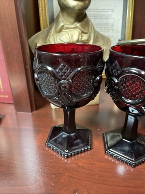 Vintage Avon Cape Cod Ruby Red 4 1/2   Wine Goblets Glasses X6 With More!!!