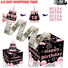 Birthday Money Box for Cash, Money Roll Gift Box for Cake Pull Out Kit with Card