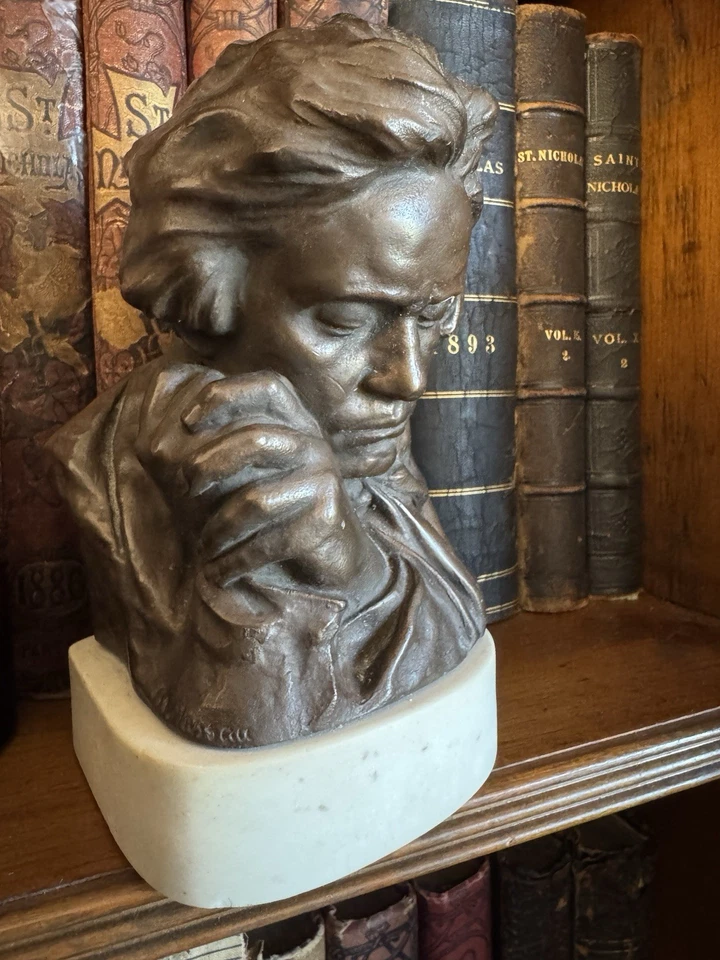 Vintage 1962 Authentic Beethoven Bronze Bust Alva Museum Replicas, Inc. New York - Image 3 of 4