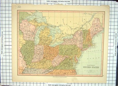 Alte Karte Amerika Kentucky Pennsylvania Illinois Maine Hampshire Rhode