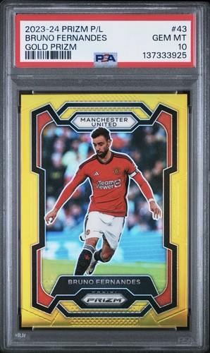2023 Panini Prizm Premier League Gold Prizm Bruno Fernandes #43 /10 PSA 10