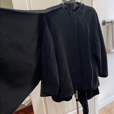 Lolita Lempicka Vintage Wool Sophisticated Women's Black Cape Jacket