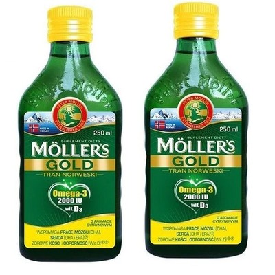 MOLLERS GOLD Fischöl Lebertran Omega 3 EPA DHA Vitamin D3 2000 I.E. 2 x 250ml