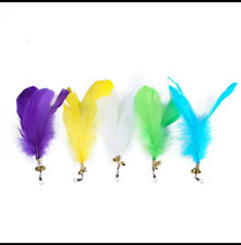 Cat Feather Teaser Replacement Attachment w/Clip  Bells-Multiple Colors