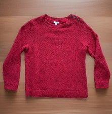 J. JILL Petite Women's MP Red Chunky Knit Pullover Crewneck Buttoned Shoulder