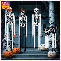 Halloween Deko Skelett 4 StüCk Papier-Skelett Ziehblume Zum AufhäNgen Garten