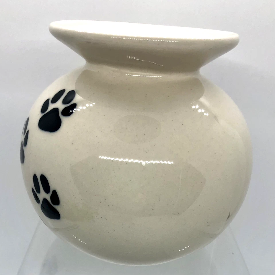 Польская керамика круглая ваза LAPA лапы печати черный на белый кот собака ограниченного тиража - Изображение 4 из 4