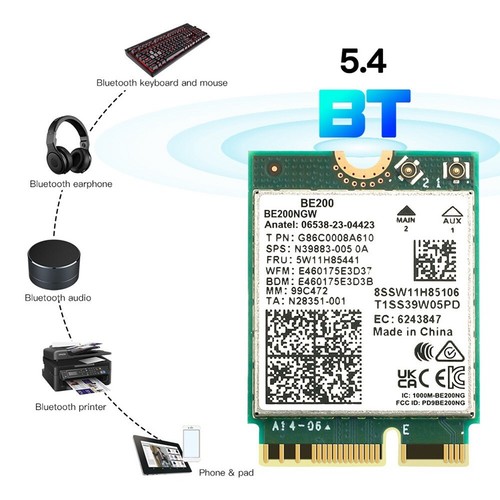 Carte WiFi WIFI 7 BE200 BE200NGW + antenne BT 5.4 802.11AX tri-bande M.2 NGFF 5934 - Photo 8/9