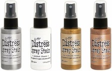 Ranger Tim Holtz Distress Spray Stains - Metallics and White - Four Items