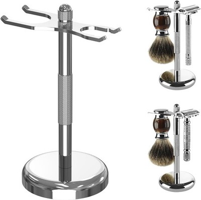 Linkidea Razor & Brush Holder, Deluxe Men's Stainless Steel Shaving Silver 