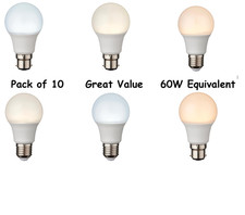*PACK OF 10* 8W LED GLS Bulb BC ES Warm Cool Daylight White 806lm 60w equivalent