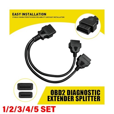 OBD2 Diagnostic Extender Splitter Extension Male to Dual Female Y Cable 1-5SET