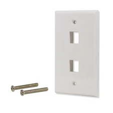 LOGICO 25 Pack Lot 2 Port Hole Keystone Jack Wall Plate Smooth Surface White