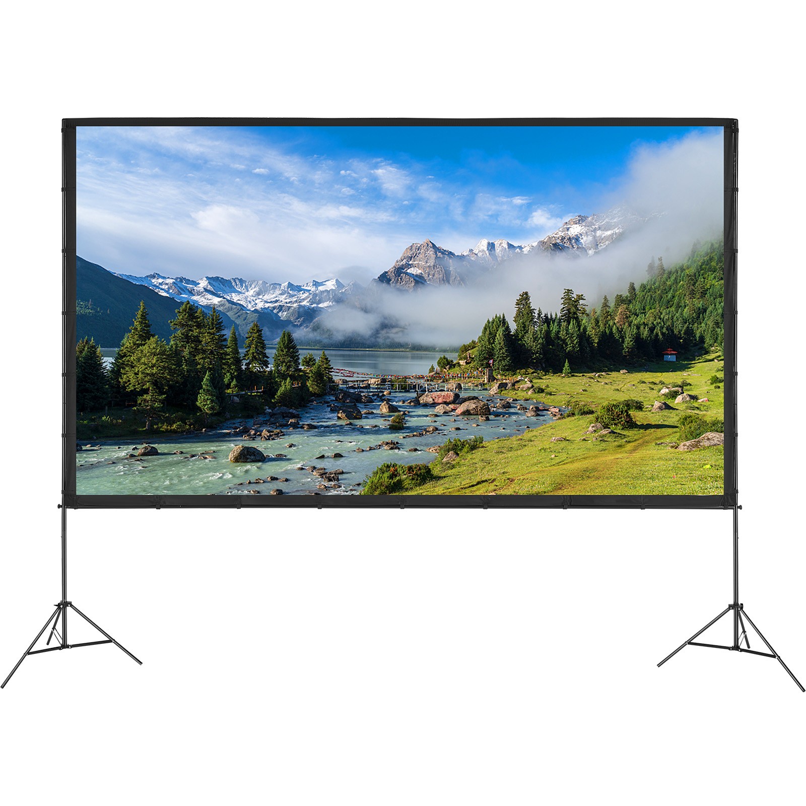 Telo Proiettore 150 Pollici 16:9 con Supporto - Schermo HD 4K Avvolgibile