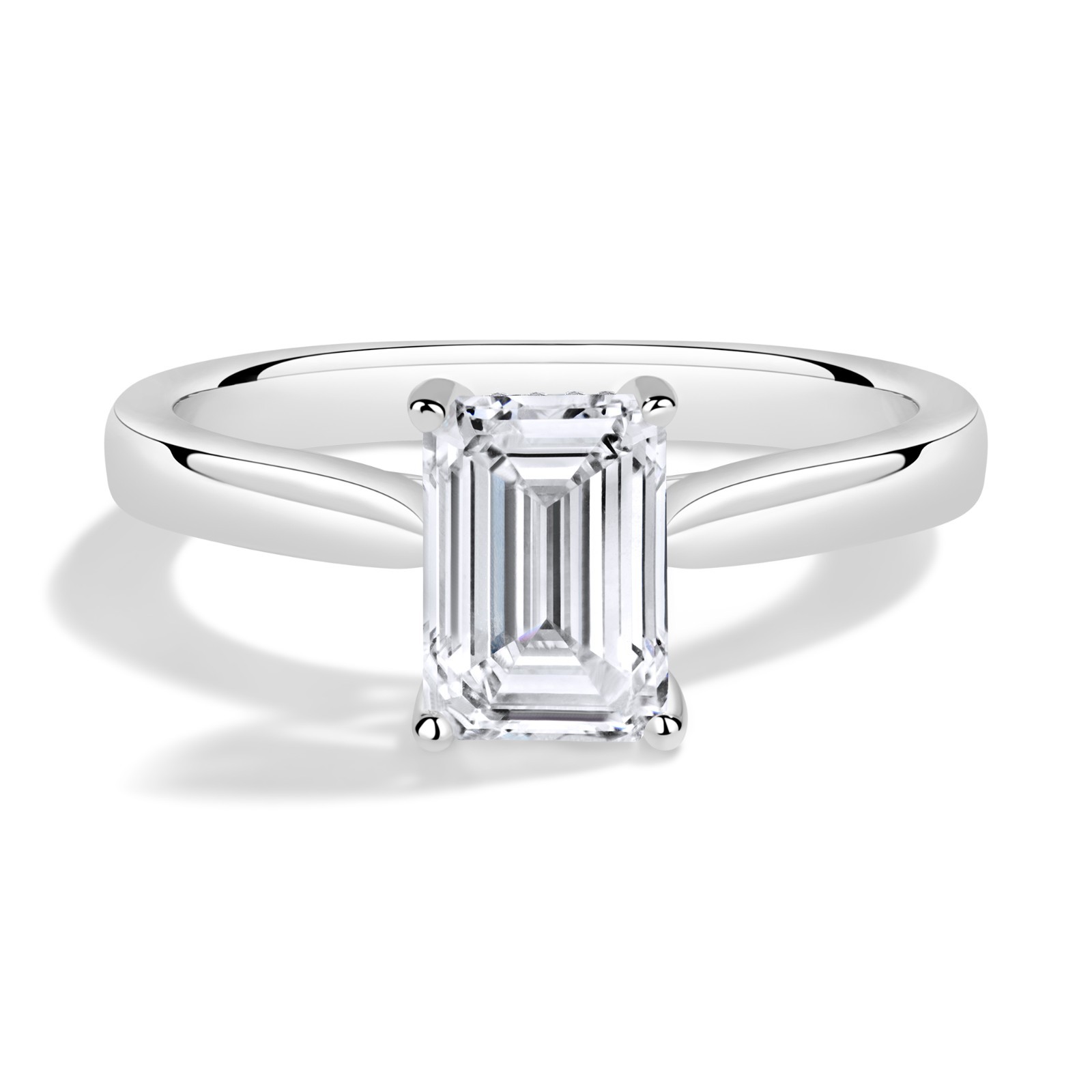 Hidden Halo 2.01 ctw Emerald Lab Grown Diamond Engagement Ring 14K White Gold