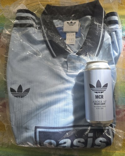 ADIDAS × Oasis 25th tour Jacquard sky blue jersey UK XL KT 3436 + gift