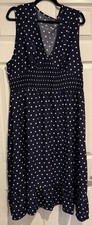 Women's Size 2XL Navy Blue Polka Dot Summer Dress - A0134