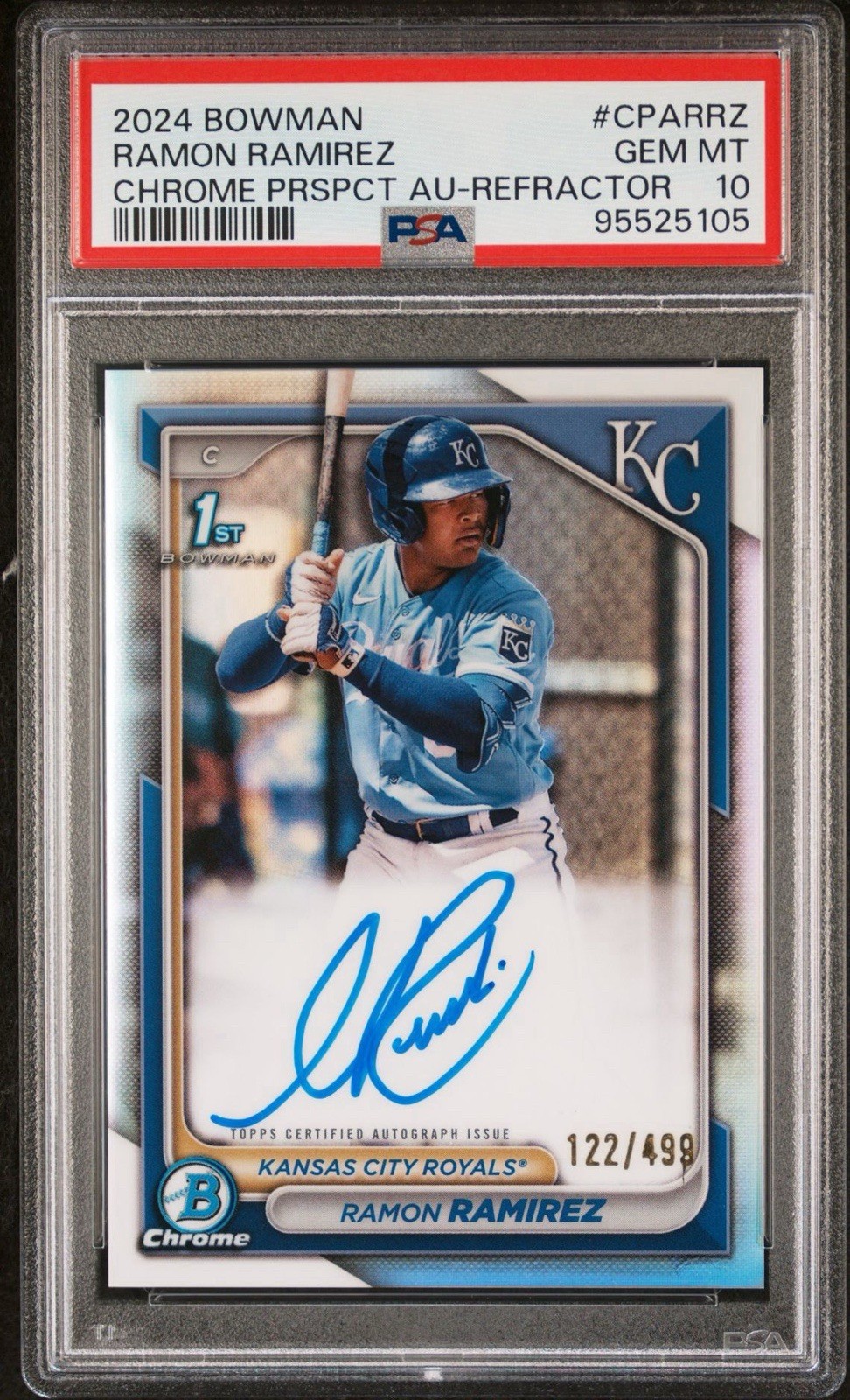 GEM 2024 Bowman 1st Chrome REFRACTOR AUTO /499 Ramon Ramirez KC Royals PSA 10