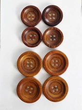 Vintage 4-Hole Wood Buttons 2 Sizes Suitable For Coats & Jackets 8 Pcs 