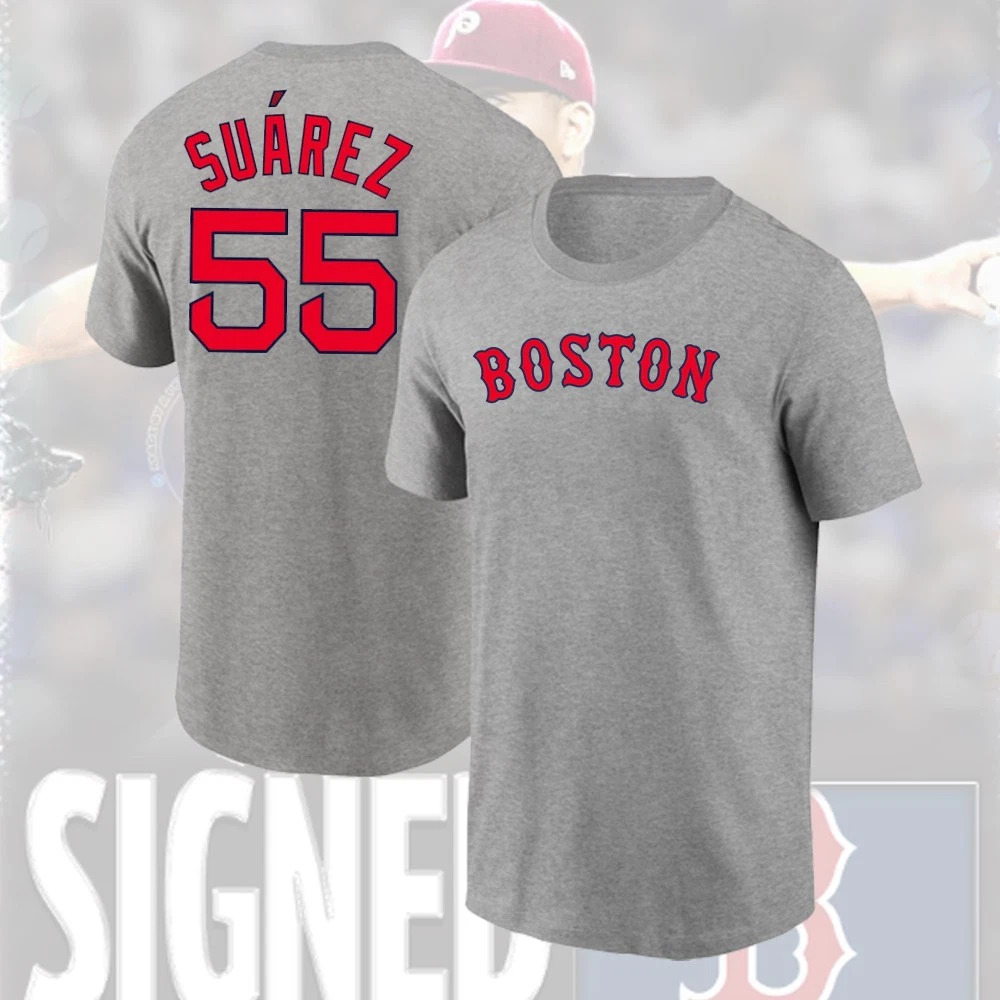 Ranger Suárez Boston Red Sox 2026 Player Name & Number Double Sided T-Shirt