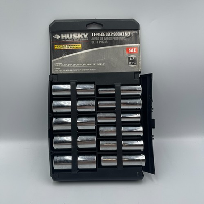#ad #ad Husky 1 2quot; Drive Deep SAE Hand Tool Impact Socket Set Silver Durable 11 Piece $19.99