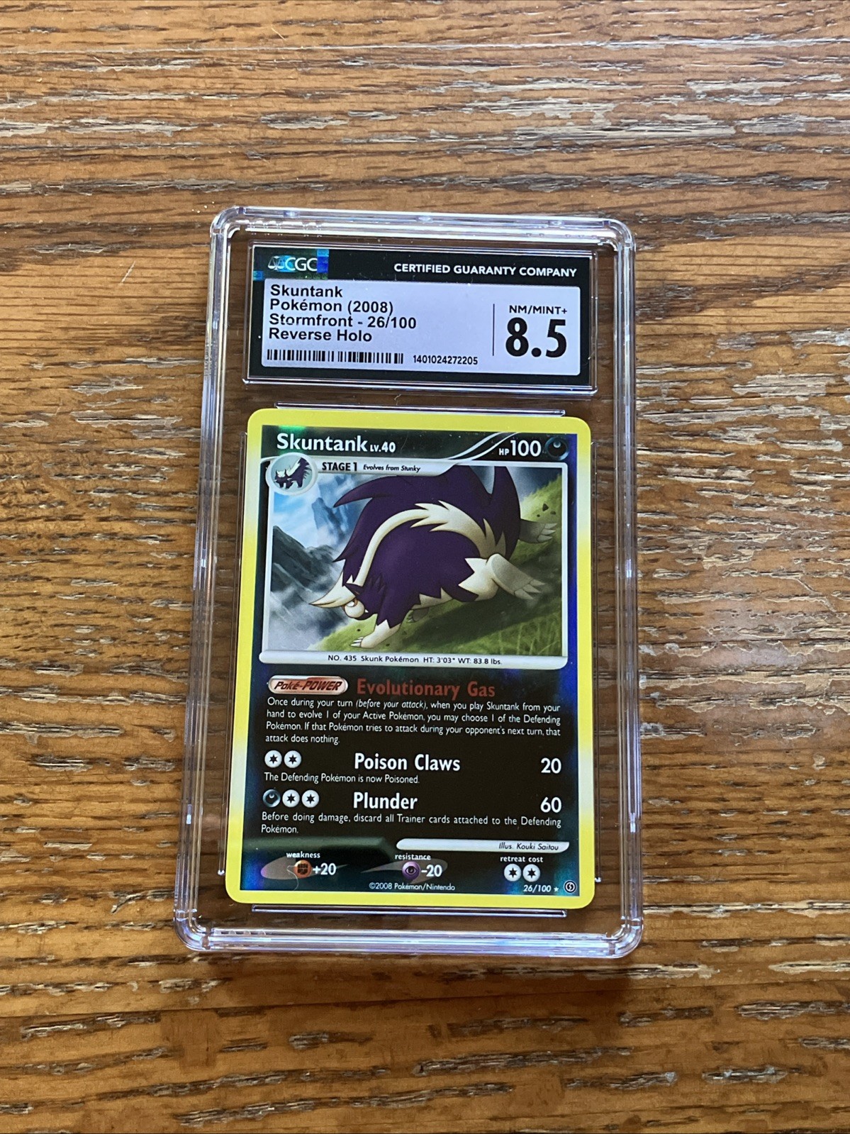 2008 Pokemon Stormfront #26/100 Skuntank Reverse Holo CGC 8.5NM/MINT+ Graded