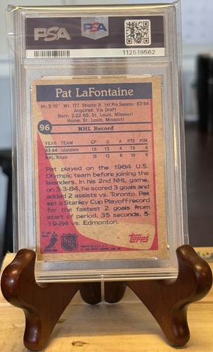 1984-85 Topps 096 Pat LaFontaine PSA 7 NM RC Rookie Card NHL Hall Of Fame - Picture 2 of 2