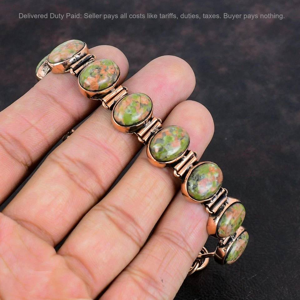 Black Friday Sale Copper Unakite Gemstone Daughter Handmade New Bracelet Jewelry - Image 4 of 4