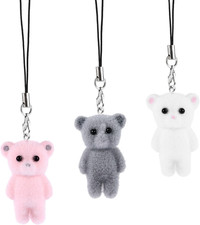 Cute Phone Charms, Kawaii Bear Phone Charms Flocking Bear Phone Charms Bear Lany