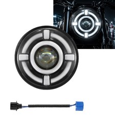 5-34 5.75inch Round Motorcycle Led Headlight With Drl Amber Turn Signal Black