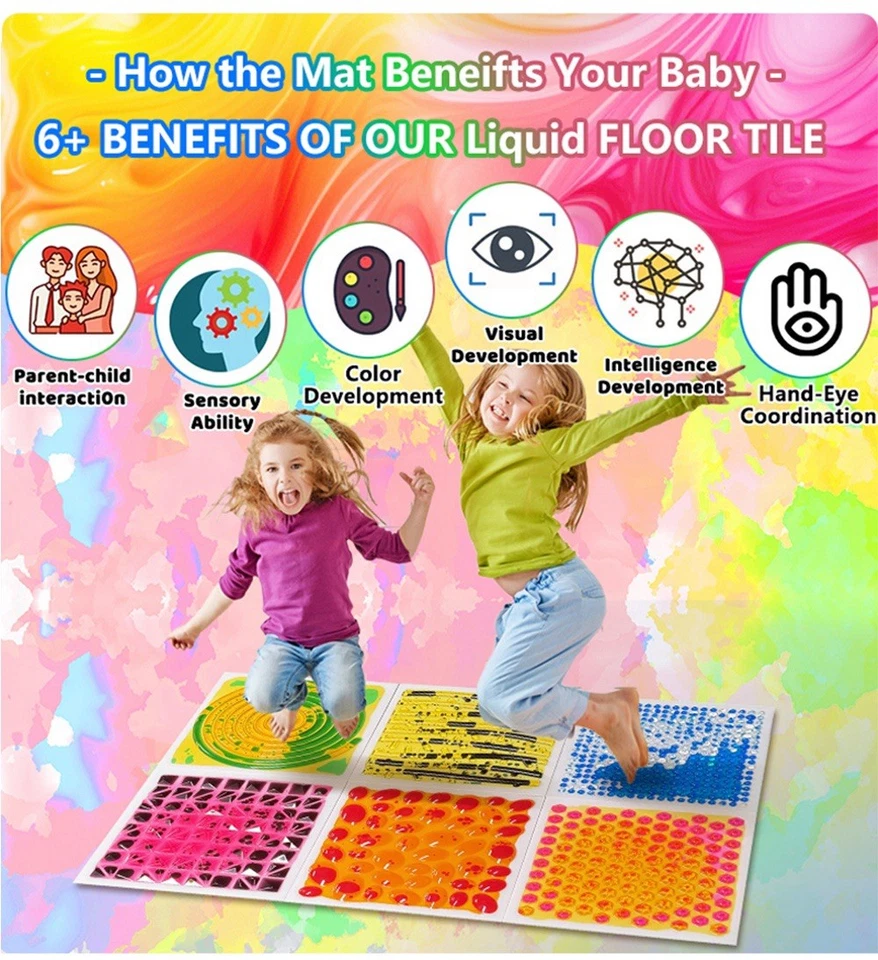 Juego de azulejos sensoriales interactivos de 12" - 9 colores vibrantes perfectos para juegos infantiles Foto 2 de 4