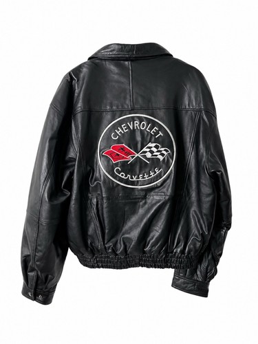 Mad House Chevy Corvette C1 Black Leather Racing Jacket Mens XXL GM Licensed