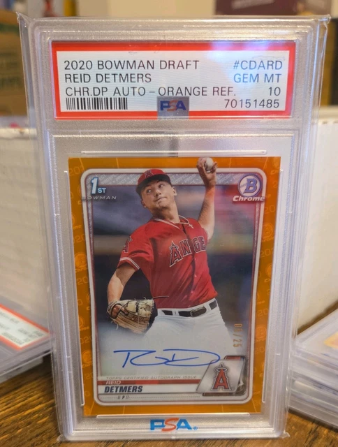 2020 Bowman Draft Reid Detmers Orange Refractor Auto 05/25 Angels PSA 10!!