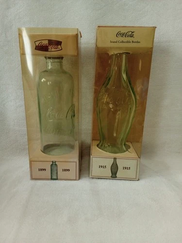 Vintage 2000 Coca Cola Commemorative 1915 & 1899 Bottles in boxes