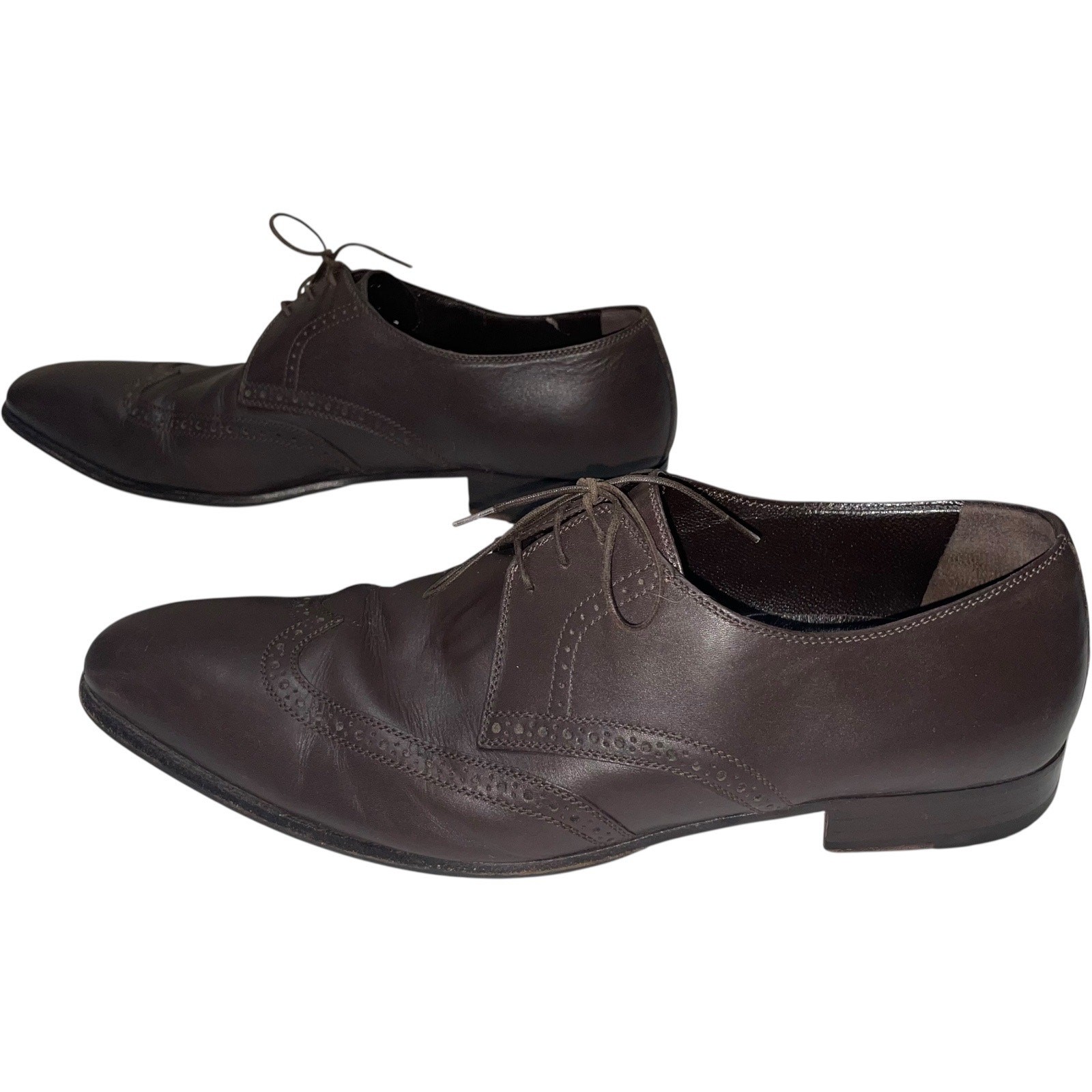 A. Testoni Basic Brown Leather Wing Tip Oxford Sh… - image 3